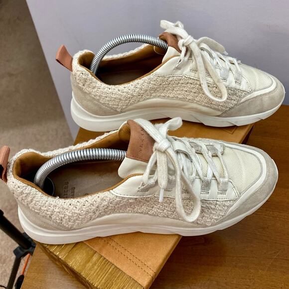 Sezane Sama Sneaker Womens Multicolor Woven Ecru Sam Crochet Suede Leather Sz 9 - Picture 2 of 15